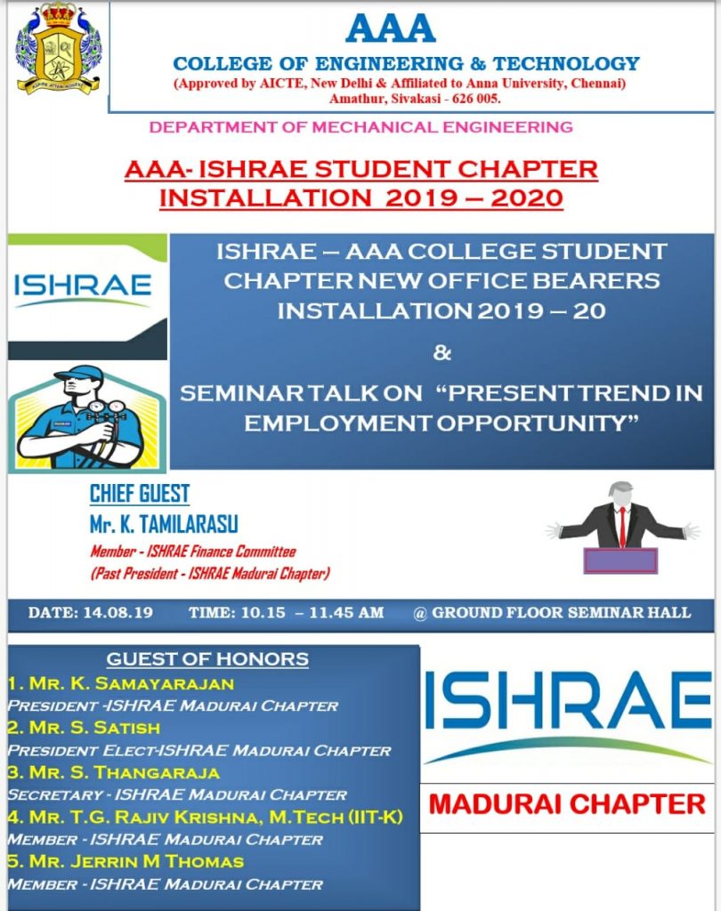 ISHRAE Student Chapter - AAA ENGINEERING COLLEGE