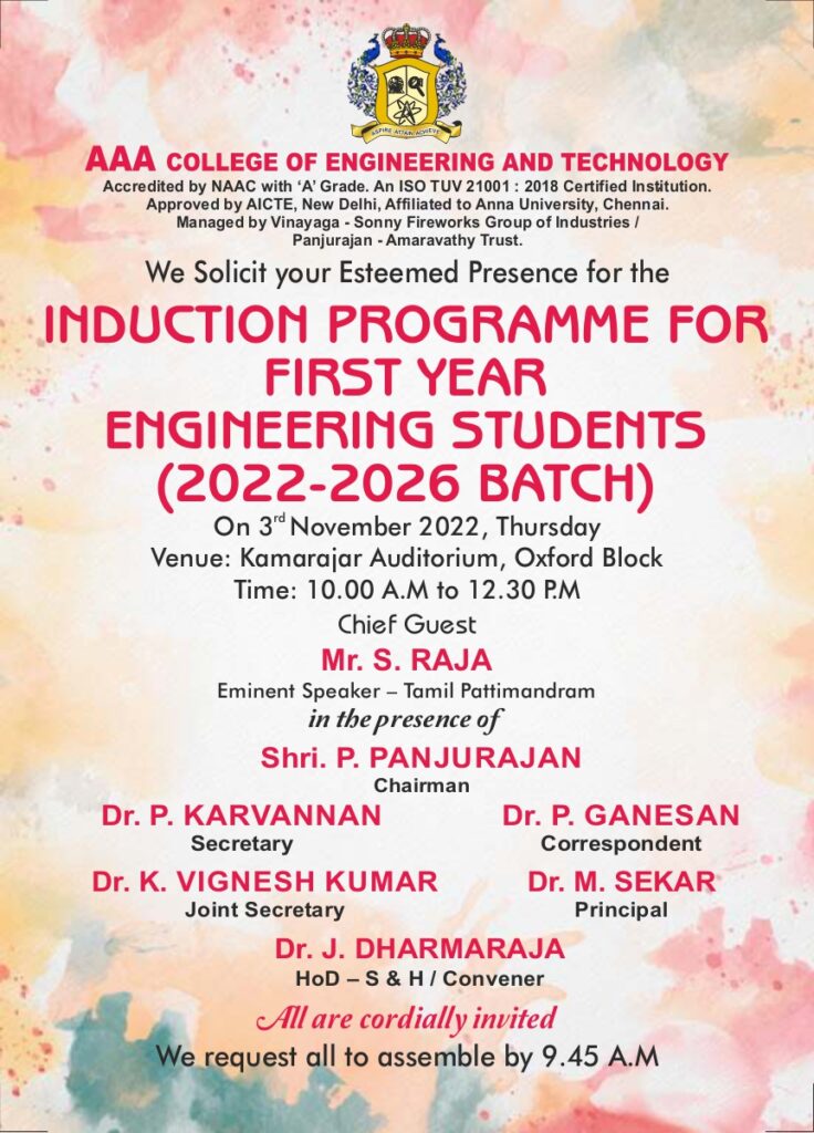 First Year Induction Program 03 11 2022 AAA ENGINEERING COLLEGE