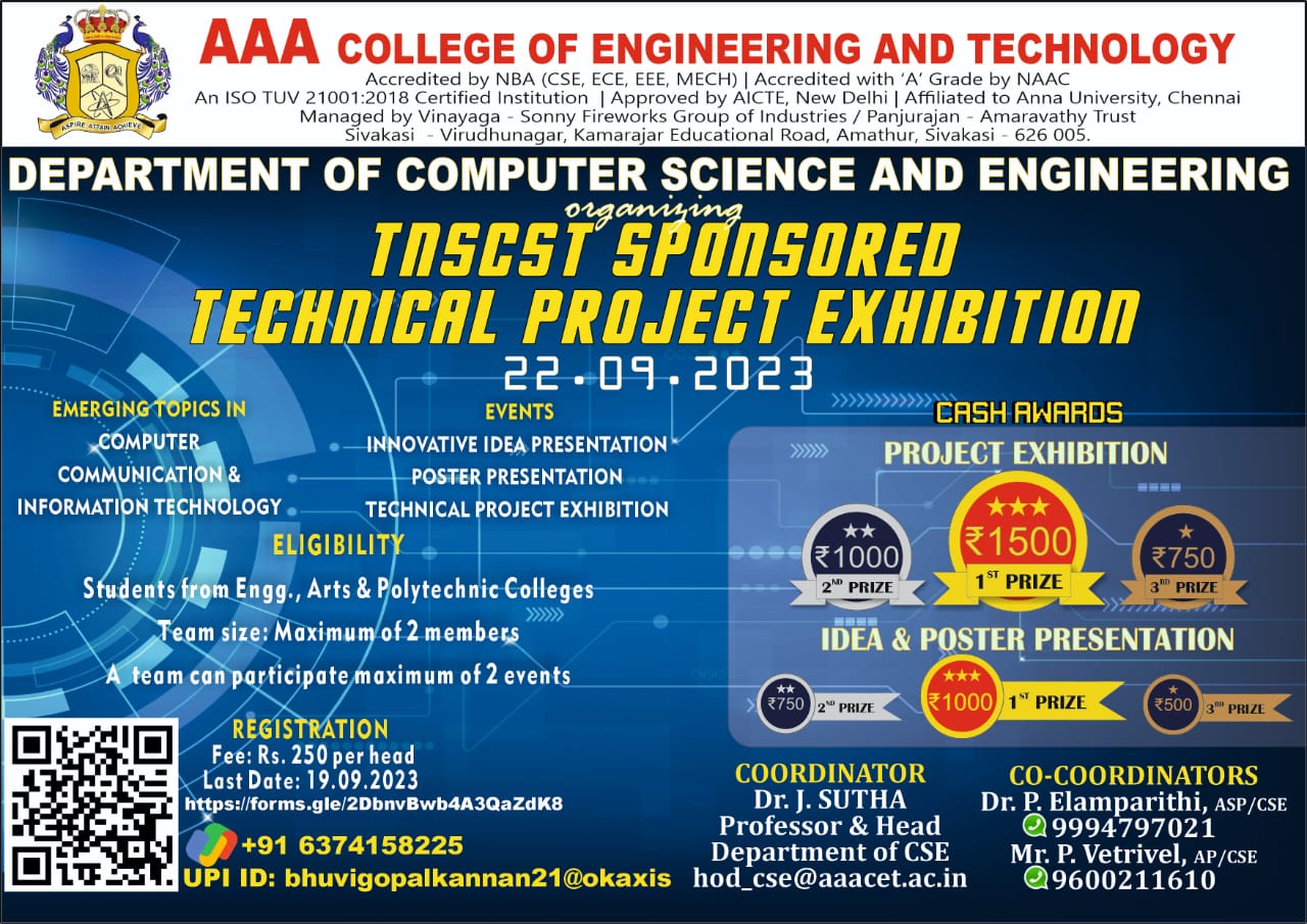 TNSCST Sponsored Technical Project Exhibition on 22.09.2023 AAA