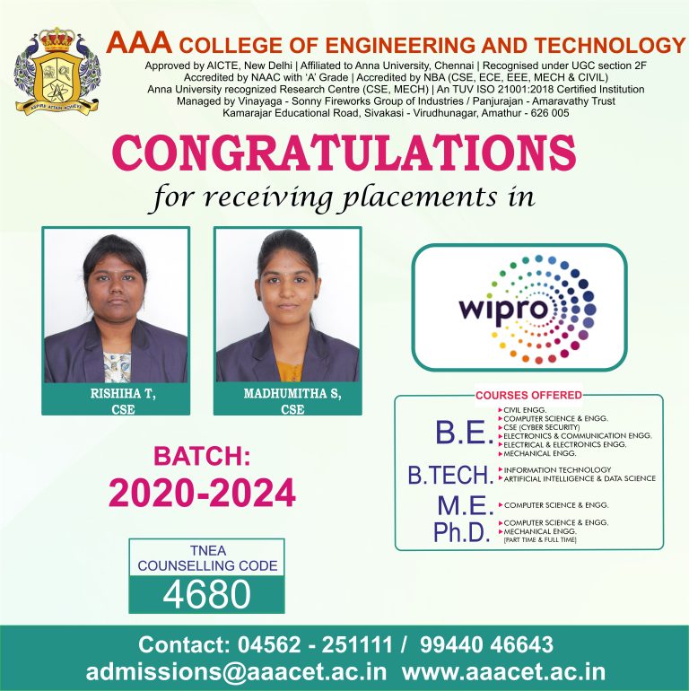 Placement 2021-2025 – AAA College of Engineering & Technology, Sivakasi